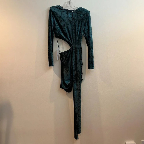 Ronny Kobo Yesenia Teal Green Velvet Cutout Mini Dress Women's Size Small NWT - Picture 3 of 12
